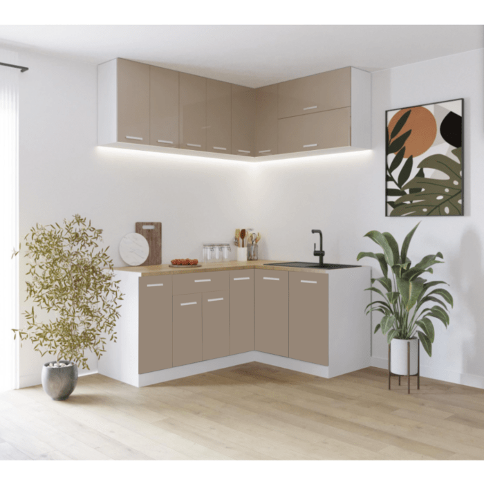 Bucătărie Londra pe colt modulara 1.8 x 1.4 m cappuccino - imagine 1