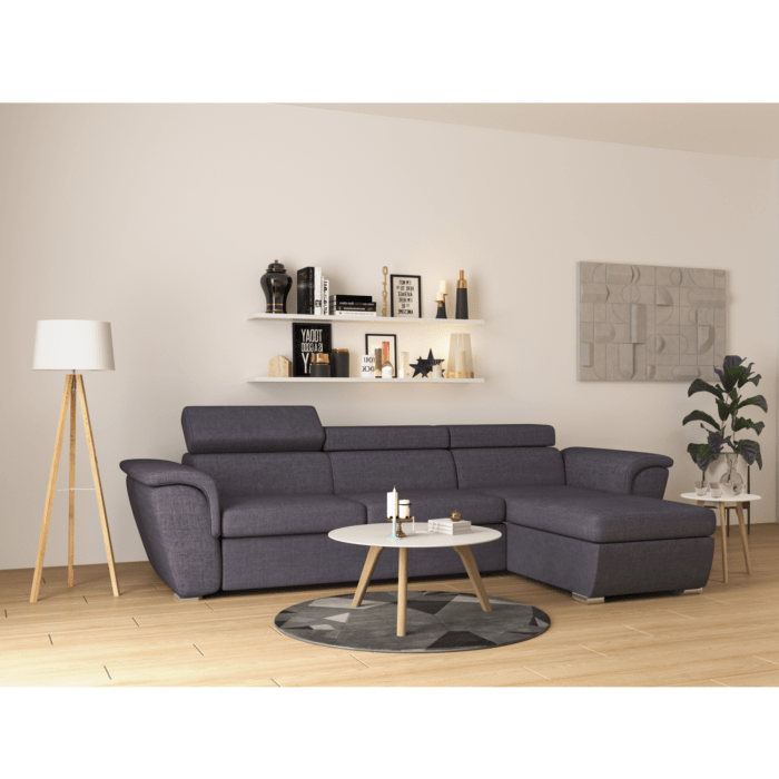 Colțar extensibil cu ladă de depozitare London Relax Dark Grey "L" shape stanga - imagine 1