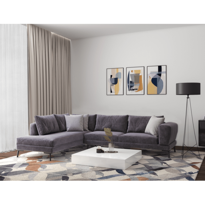 Colțar extensibil cu ladă de depozitare Prestige Deep Grey dreapta - imagine 1