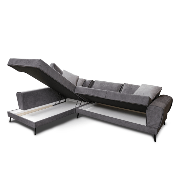 Colțar extensibil cu ladă de depozitare Prestige Deep Grey dreapta - imagine 3