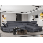 Colțar extensibil cu ladă de depozitare Rio Charcoal Grey Alpha Stanga