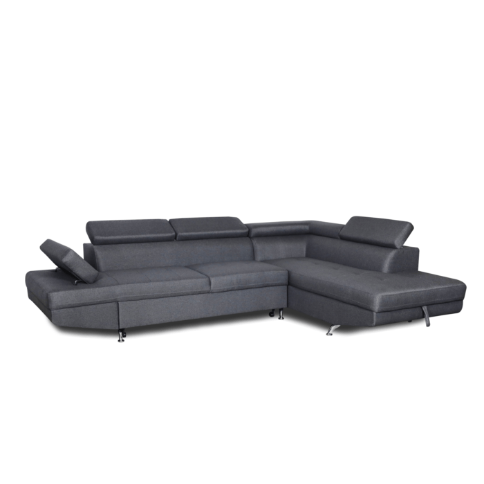 Colțar extensibil cu ladă de depozitare Rio Charcoal Grey Alpha Stanga - imagine 2
