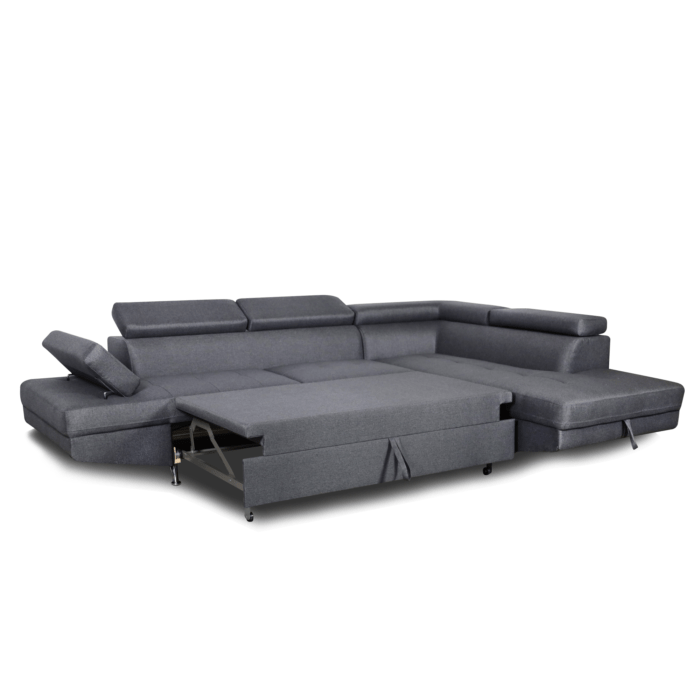 Colțar extensibil cu ladă de depozitare Rio Charcoal Grey Alpha Stanga - imagine 4