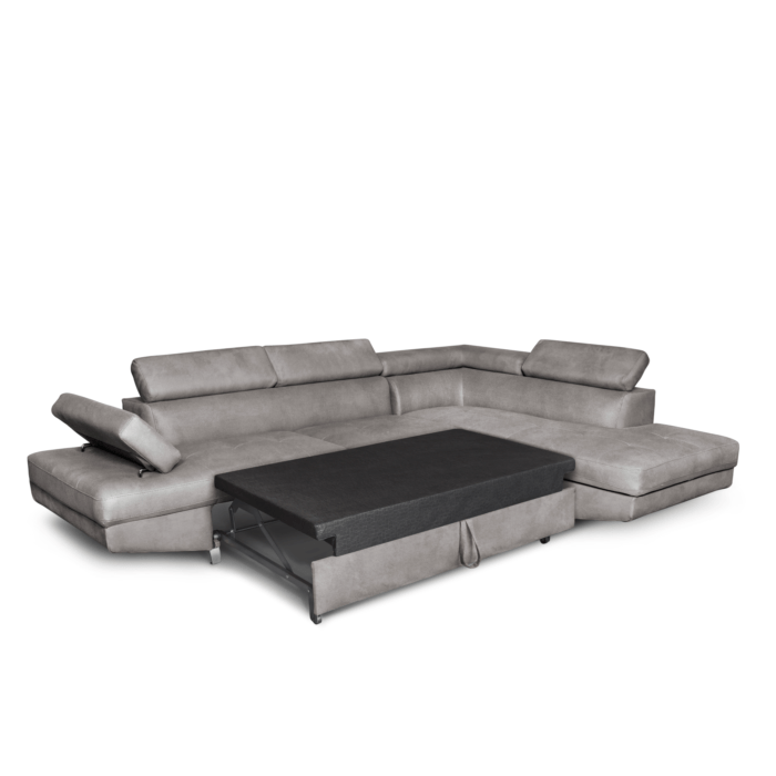 Colțar extensibil cu ladă de depozitare Rio Metal Grey Stanga - imagine 3