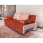 Canapea extensibila cu 3 locuri, cu lada depozitare Georgia portocaliu si roz