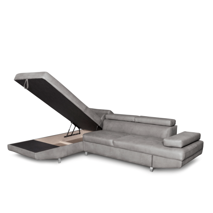 Colțar extensibil cu ladă de depozitare Rio Metal Grey Dreapta - imagine 3