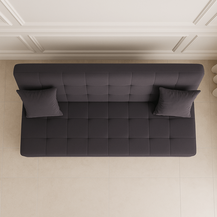 Canapea extensibila cu spatiu depozitare Alma catifea Gri inchis - imagine 2