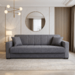 Canapea extensibila cu spatiu depozitare Agnes tesatura Gri Melange