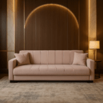 Canapea extensibila cu spatiu depozitare Agnes catifea Cappuccino