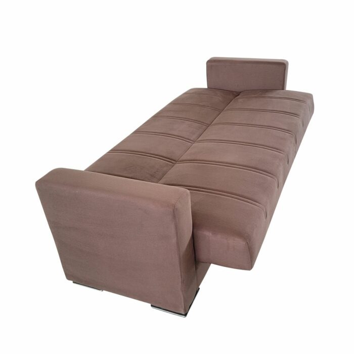 Canapea extensibila cu spatiu depozitare Agnes catifea Maro - imagine 5