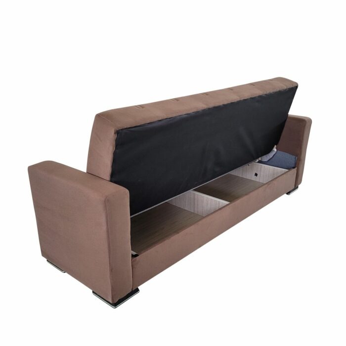 Canapea extensibila cu spatiu depozitare Agnes catifea Maro - imagine 6