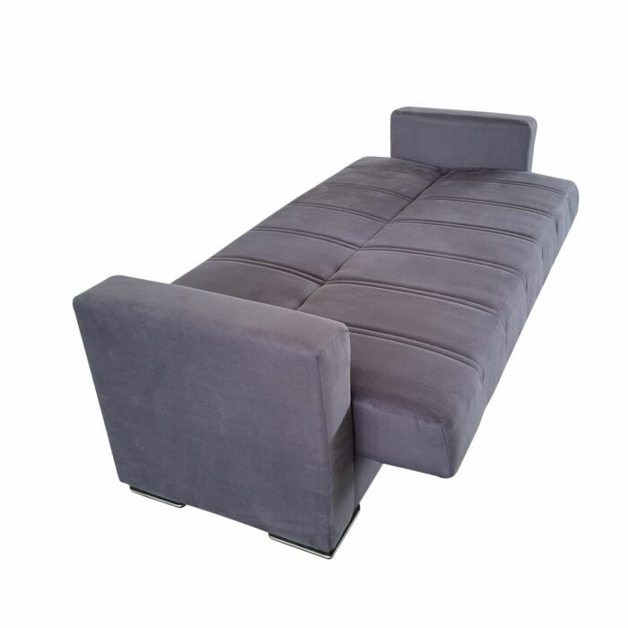 Canapea extensibila cu spatiu depozitare Agnes catifea Gri inchis - imagine 5