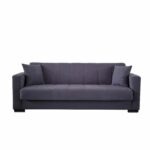 Canapea extensibila cu spatiu depozitare Agnes catifea Gri inchis - imagine 3