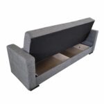 Canapea extensibila cu spatiu depozitare Agnes tesatura Gri Melange - imagine 5