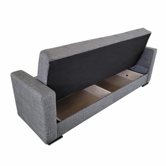 Canapea extensibila cu spatiu depozitare Agnes tesatura Gri Melange - imagine 5