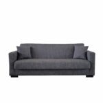 Canapea extensibila cu spatiu depozitare Agnes tesatura Gri Melange - imagine 3