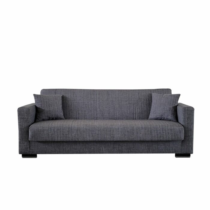 Canapea extensibila cu spatiu depozitare Agnes tesatura Gri Melange - imagine 3