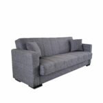 Canapea extensibila cu spatiu depozitare Agnes tesatura Gri Melange - imagine 4