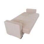 Canapea extensibila cu spatiu depozitare Agnes catifea Cappuccino - imagine 5