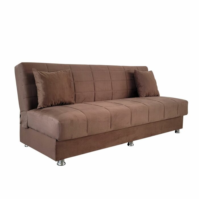 Canapea extensibila cu spatiu depozitare Alma catifea Maro - imagine 5