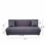 Canapea extensibila cu spatiu depozitare Alma catifea Gri inchis - imagine 7