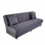 Canapea extensibila cu spatiu depozitare Alma catifea Gri inchis - imagine 4