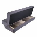 Canapea extensibila cu spatiu depozitare Alma catifea Gri inchis - imagine 6