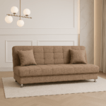 Canapea extensibila cu spatiu depozitare Alma tesatura Maro Melange