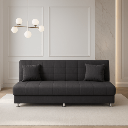 Canapea extensibila cu spatiu depozitare Alma tesatura Gri inchis Melange