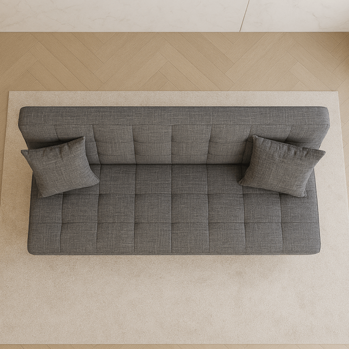 Canapea extensibila cu spatiu depozitare Alma tesatura Gri deschis Melange - imagine 2