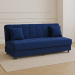 Canapea extensibila cu spatiu depozitare Alma catifea Albastru inchis - imagine 3