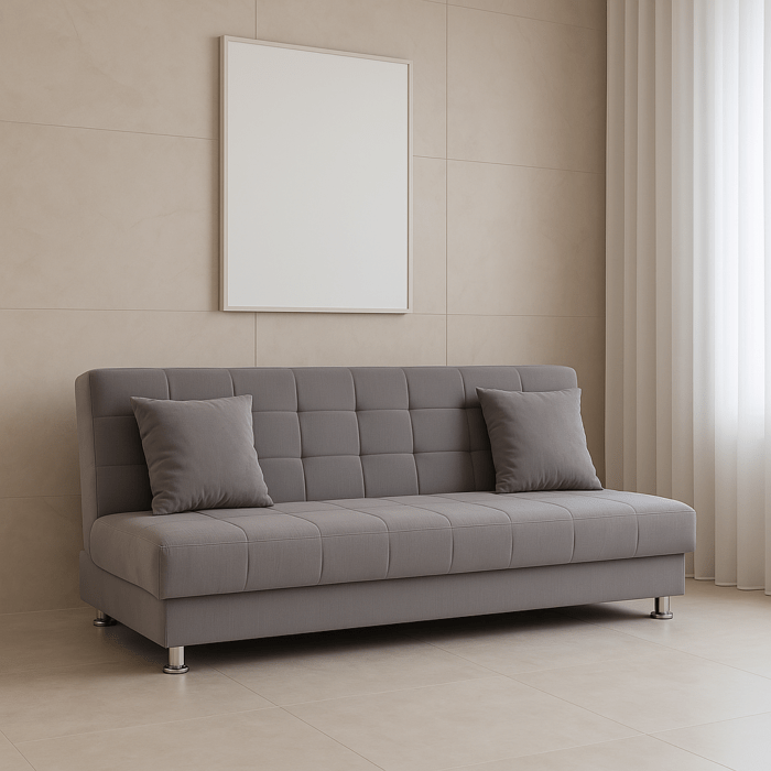 Canapea extensibila cu spatiu depozitare Alma catifea Gri deschis - imagine 3