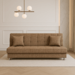 Canapea extensibila cu spatiu depozitare Alma tesatura Maro Melange - imagine 2