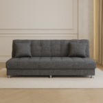 Canapea extensibila cu spatiu depozitare Alma tesatura Gri deschis Melange