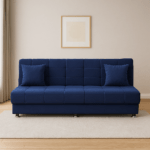 Canapea extensibila cu spatiu depozitare Alma catifea Albastru inchis
