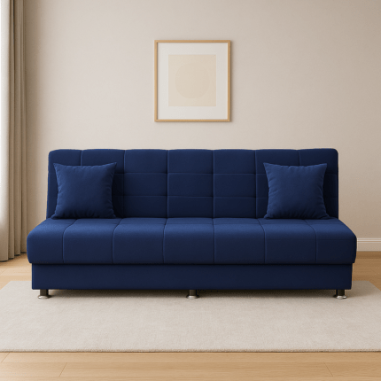 Canapea extensibila cu spatiu depozitare Alma catifea Albastru inchis