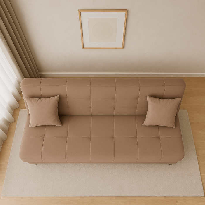 Canapea extensibila cu spatiu depozitare Alma catifea Bej - imagine 2