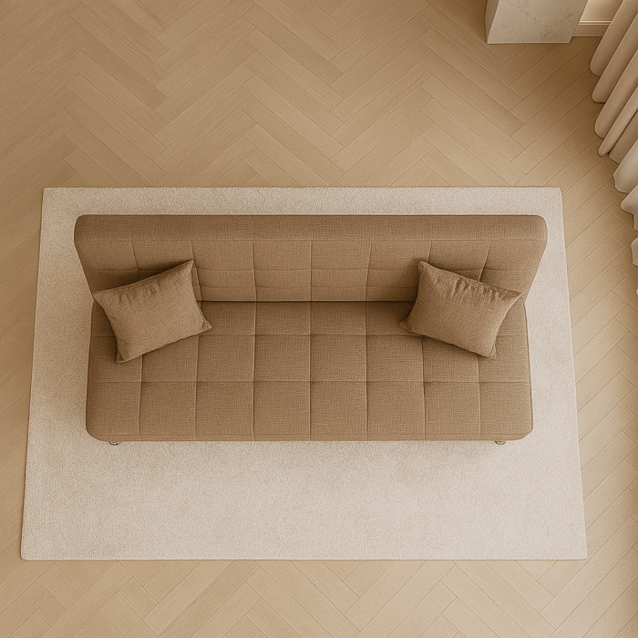 Canapea extensibila cu spatiu depozitare Alma tesatura Maro Melange - imagine 3