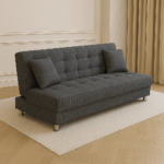 Canapea extensibila cu spatiu depozitare Alma tesatura Gri deschis Melange - imagine 3