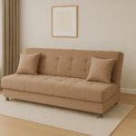 Canapea extensibila cu spatiu depozitare Alma catifea Bej - imagine 3