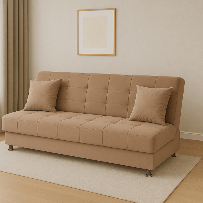 Canapea extensibila cu spatiu depozitare Alma catifea Bej - imagine 3