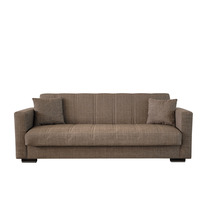 Canapea extensibila cu spatiu depozitare Agnes tesatura Maro Melange - imagine 3