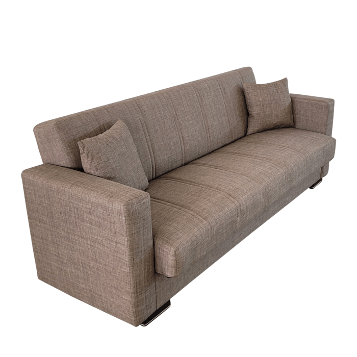 Canapea extensibila cu spatiu depozitare Agnes tesatura Maro Melange - imagine 4