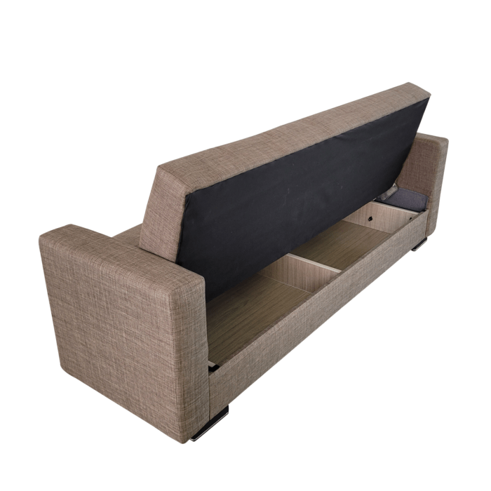 Canapea extensibila cu spatiu depozitare Agnes tesatura Maro Melange - imagine 6