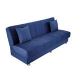 Canapea extensibila cu spatiu depozitare Alma catifea Albastru inchis - imagine 5