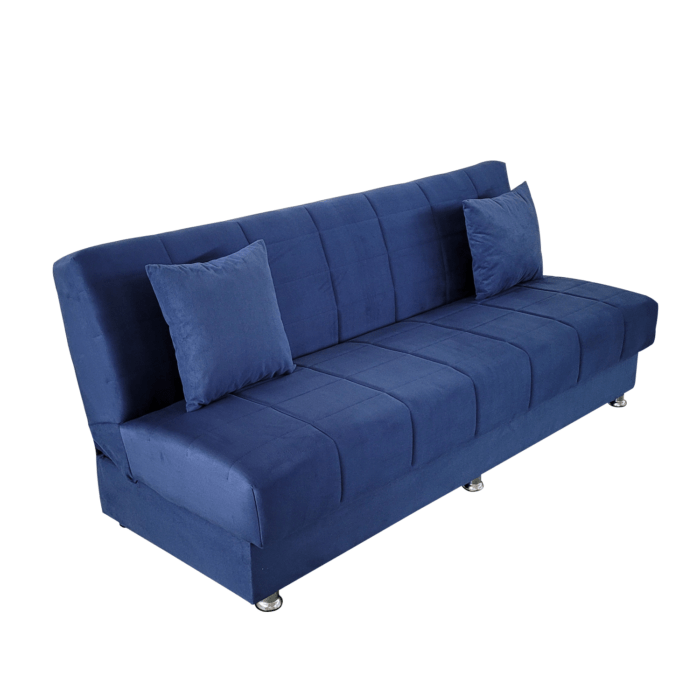 Canapea extensibila cu spatiu depozitare Alma catifea Albastru inchis - imagine 5