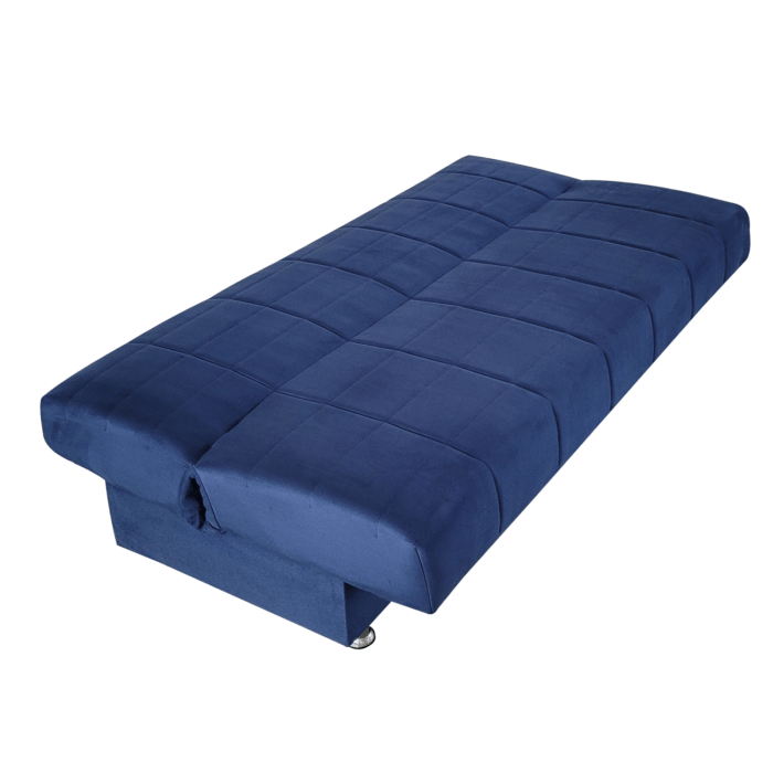 Canapea extensibila cu spatiu depozitare Alma catifea Albastru inchis - imagine 6