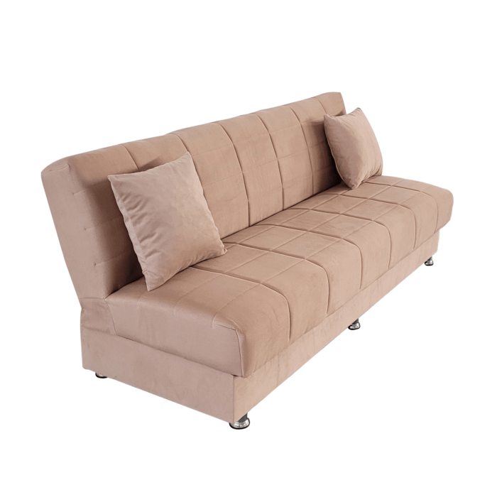 Canapea extensibila cu spatiu depozitare Alma catifea Bej - imagine 5