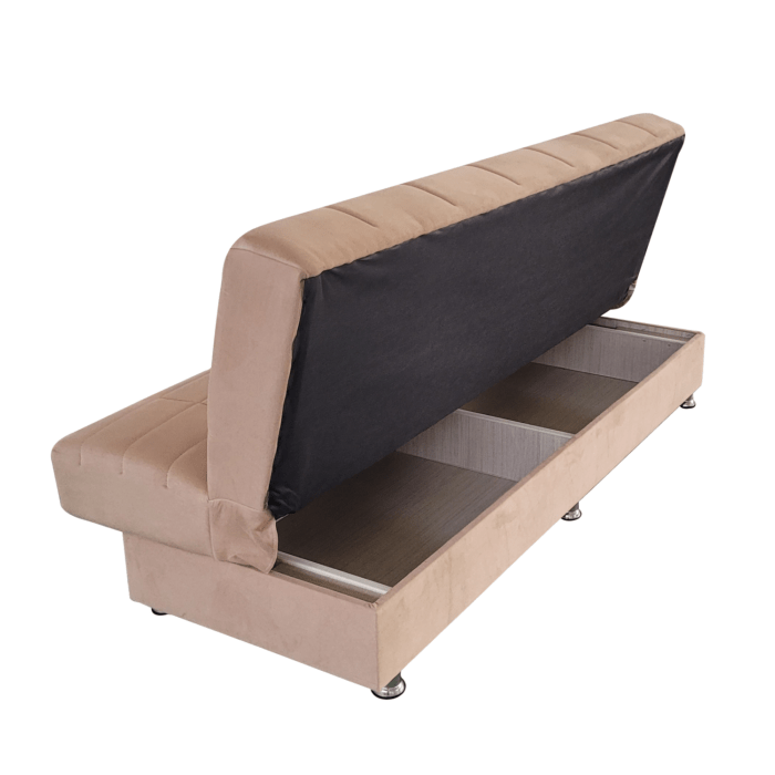 Canapea extensibila cu spatiu depozitare Alma catifea Bej - imagine 7