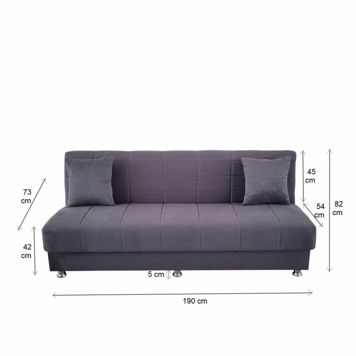 Canapea extensibila cu spatiu depozitare Alma catifea Albastru inchis - imagine 8